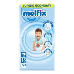 Molfix 3D Junior Diapers - Size 5 - 58 Pcs