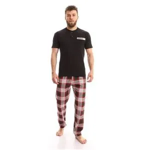 Caesar Men's Pajama Set T-shirt Half Neck And Caro Sweatpants