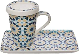 Rosa fm 8968 950043 arabic star porcelain mug with rectangular plate and led with durable material for home and office