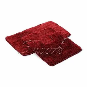 Tiba Shaggy Bath Rug Set - 3 Pcs - Dark Red (50×80 Cm /2/50×40 Cm )