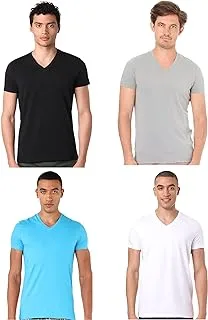 Hero Basic mens Set Of 4 - V Neck t-Shirts+ Free Boxer Underwear (pack of 5)