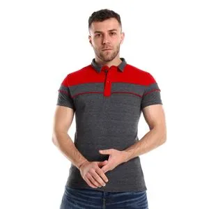 Caesar Pique Polo Shirt With Classic Collar And Buttons