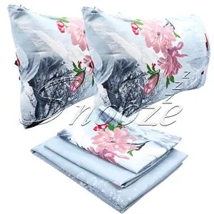 Snooze Flat Bed Sheet  (Swan)  220*240 Cm + Free 2 Pillow Case