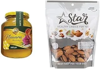 Uni Smart Nawara Honey 980 gm - Natural 100% & free Star Nuts - Raw almonds 180 gm