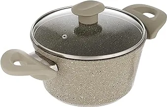 Top chef Pot Granite size 18 Biege glass Lid