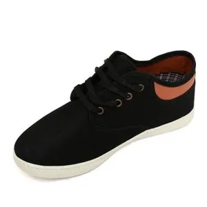 Squadra SQ1005-Textile Contrast Collar Mid-Top Lace-Up Fashion Sneakers For Men - Black