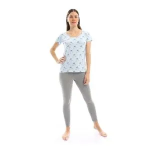 Activ Deep Round Short Sleeves Sheep Pajama Set - Baby Blue & Grey