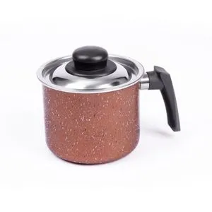 Lazord Granite Milk Pot With Stainless Steel Lid - 14 Cm - Cashmere