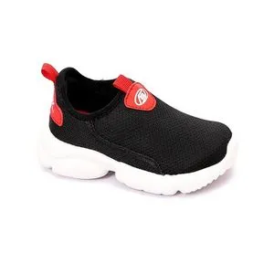 Activ Slip On Black & Red Sock Sneakers With White Sole