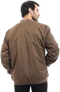 Andora mens Self Pattern Mock Collar Jacket - Arm Brown Jacket