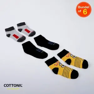 Cottonil Bundle Of Six Multi-Patterned Cotton Baby Ankle Socks