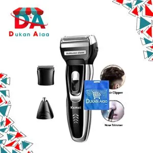 Kemei KM-5558 3 In 1 Rechargeable Electric Shaver + Gift Bag Dukan Alaa