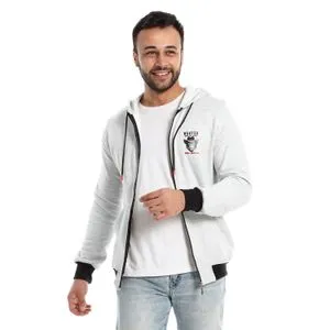 Caesar Light Grey Hooded Neck With Drawstring Sweatshirt