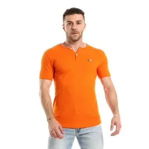 Caesar Pique Buttoned Casual Polo Shirt With RoundCollar