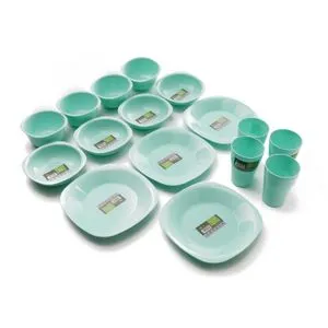 Eco Plast Dinnerware Small Plates Set - 16 Pcs -  Turquoise