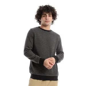 Caesar Mens Round Neck Stripped Sweatshirt