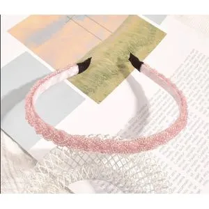 Braid Beaded Crystal Headband Hair Band - Rose