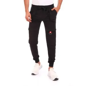 Caesar Elastic Waist With Metal Accessories Baggy Sweatpants - Black