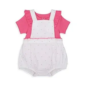 Mothercare Pink Spot Bibshorts And Bodysuit Set