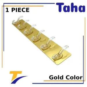 Taha Offer A Magic Hanger Adhesive  With  6 Hook  Gold Color 1 Piece