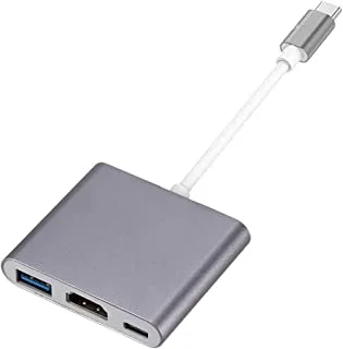 محول USB C إلى HDMI محول فيديو 4K نوع C محول HDMI متعدد المنافذ AV محول USB 3.0 متوافق مع MacBook و MacBook Pro / Air و Samsung Galaxy S9 / S10 / S20 / S21 / Note 9 / Note 10 / Note 20