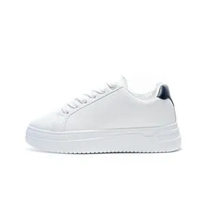 Desert Minimalist Lace-Up White Flat Sneakers