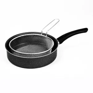 Lazord Granite Saute Pan With Frying Basket - 24 Cm - Black