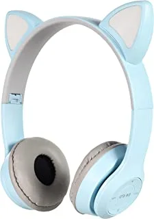 Wireless gaming headset p47 m cat cat ear led light headphones, bluetooth stereo headset, kids and adults (turquoise) Headset