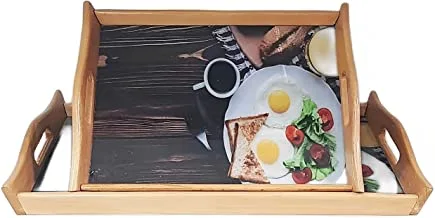 Tray 2 pcs, With Printed roman beech wood (MZ578)