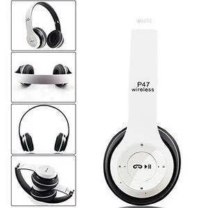 P47 Wireless Bluetooth Headphones -Tf Memory Card Support. White