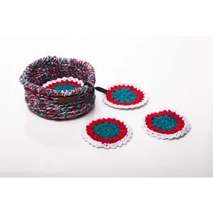 Ebda3 Men Masr Christmas Crochet Coaster Set - Multicolour