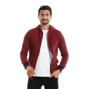 Caesar Mens Stripped Hoodie With Zipper