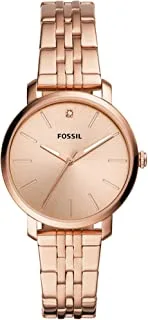 Fossil Watch Unisex , Quartz Movement, Analog Display, Pink Stainless Steel Strap-BQ3567