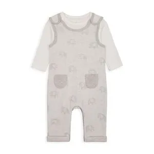 Mothercare My First Grey Velour Dungarees And Bodysuit Set