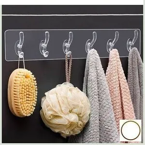 Adjustable 6 Hook Rack Double Suction Cup