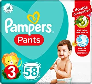 Pampers pants, size 3, 58 baby diapers