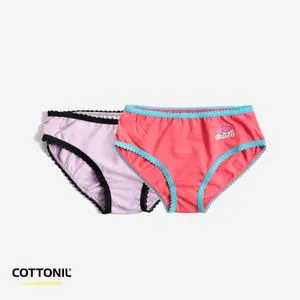 Cottonil Pack Of 2 -Cotton Candy Colored Plain Girls Panties