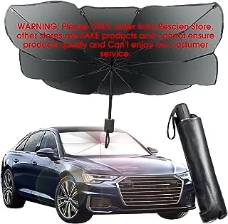 Rescien car sun shade windshield front windshield reflective sunshade for vehicle blocks uv ray foldable cover visor umbrella automotive ray protection block parasol keep your vehicle cool(31x53inch)