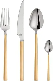 Hisar milano stain gold 18/10 satinless steel cutlery set of 89 pieces with a box - silver gold