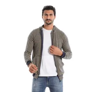 Caesar Mens Stripped Hoodie With Zipper