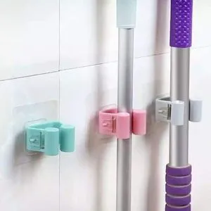 Single Kitchen Wall Organizer .Mop Holder - Brushes - Broom - 3 Pcs.