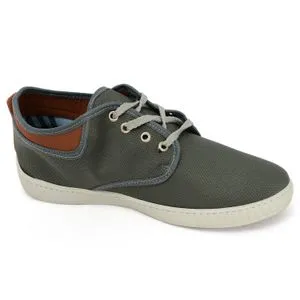 Squadra SQ1005-Squadra Textile Contrast Collar Mid-Top Lace-Up Fashion Sneakers For Men - Grey