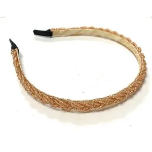 Braid Beaded Crystal Headband Hair Band - Gold