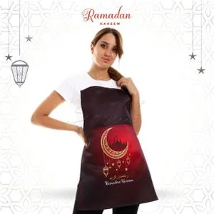 Snooze مريلة مطبخ بتصميم رمضان احمر غامق