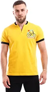 Andora mens Buttoned Neck Pique Mustard T-Shirt T-Shirt