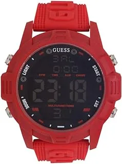 GUESS Watch for Men, Quartz Movement, Digital Display, Red Silicone Strap-W1299G3