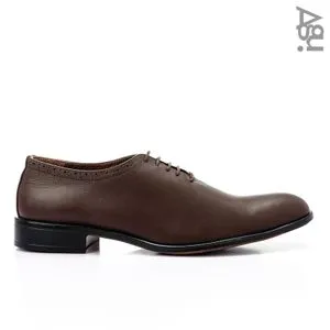 AGU Round Toe Solid Leather Classic Shoes - Dark Brown