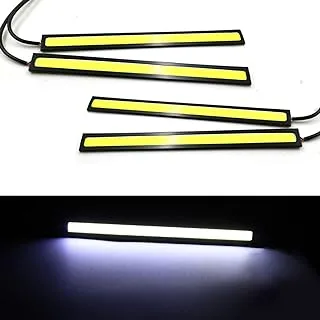 TASWK 4Pcs 12V 17CM Waterproof LED Flip Chips COB DRL Car Daytime Running Lights Stripe (White)