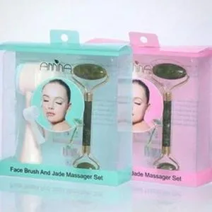 2-in-1 Skin Cleansing Brush With Jade Roller