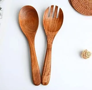 طقم ملعقة وشوكه/HayahWood 2 Pcs Wooden Spoons